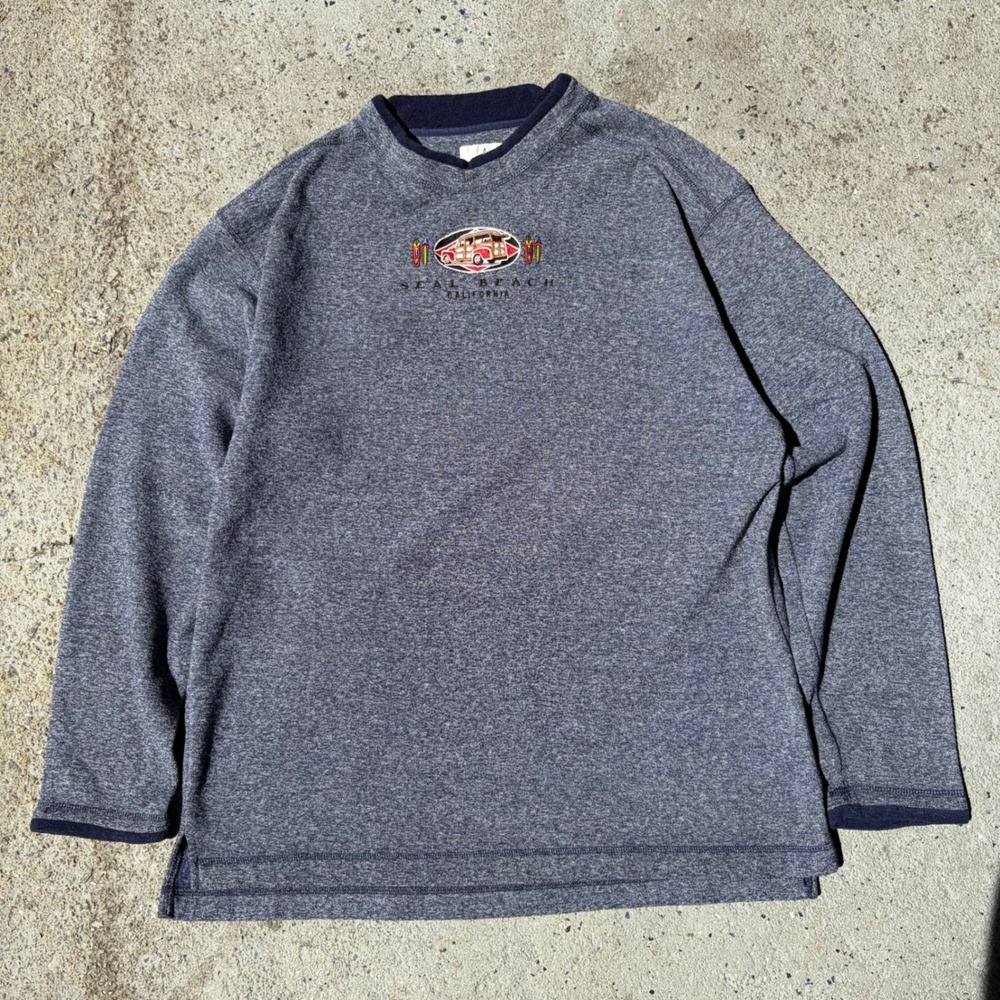 American Original Seal Beach California Woody Wagon Sweatshirt Navy Blue Large